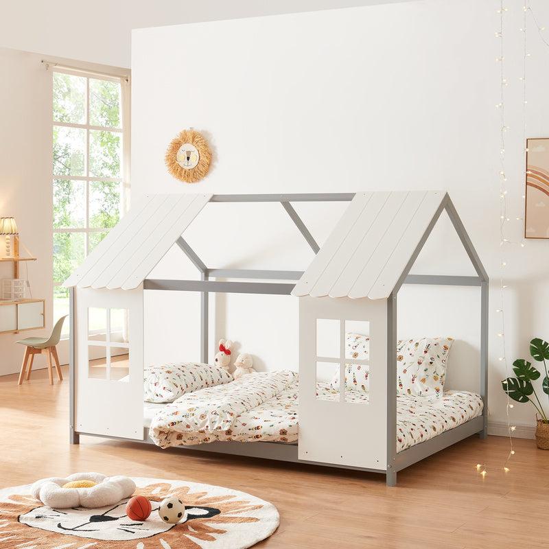 Kinderbett, Kleinkindbett, Jugendbett, Etagenbett, Bett mit niedrigem Rahmen, aus Kiefernholz, 120x200 cm