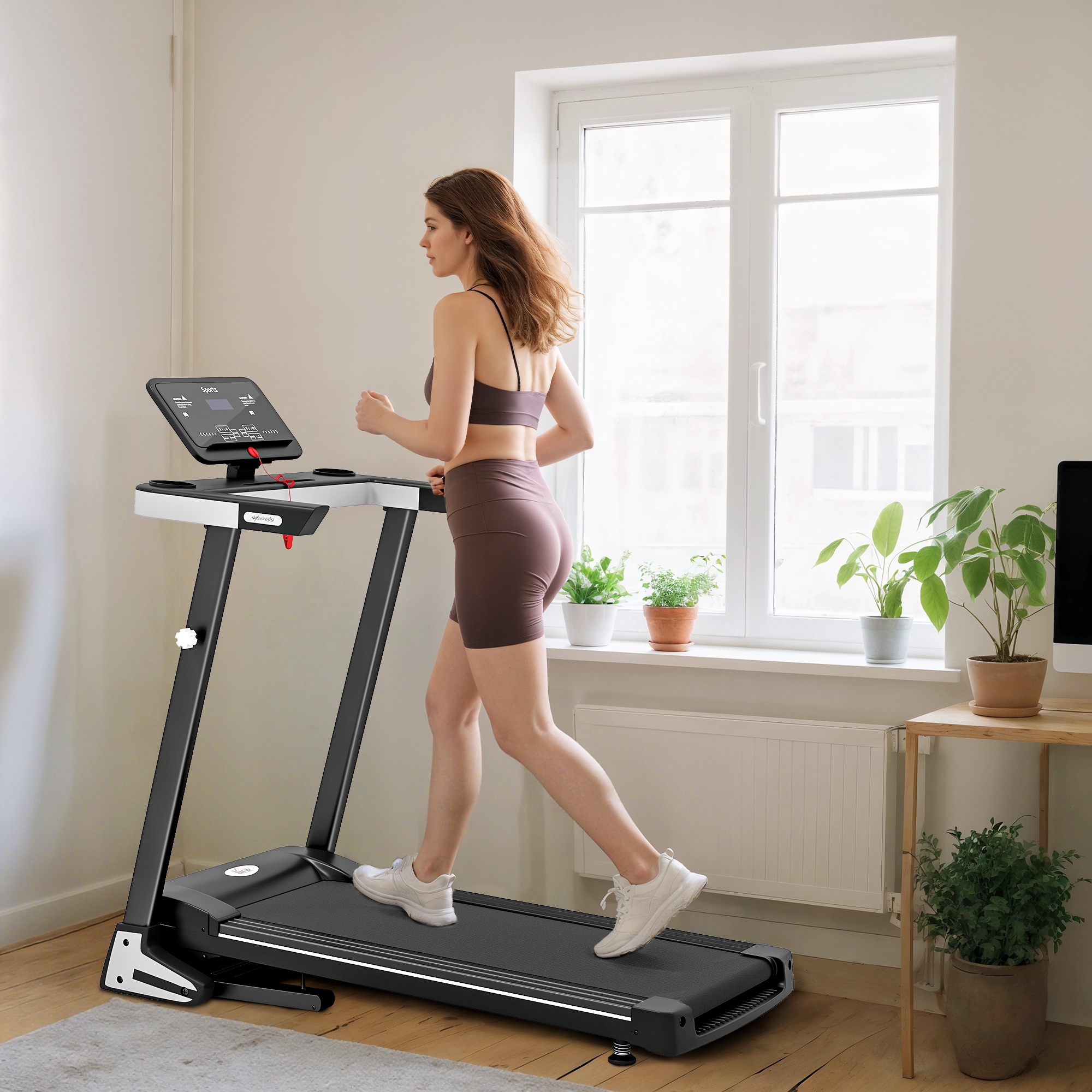 Homcom Tapis Roulant Elettrico Pieghevole Salvaspazio, Tapis Roulant Professionle con 12 Programmi Preimpostati e Schermo Nero Aosom