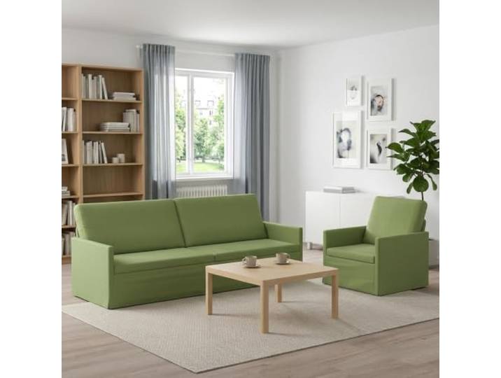 Sofa-Set 2 pcs Hellgrün Samt Weiche Samtpolsterung,stabiler Metallrahmen,Kissenrücken-Design,Schaum-Faserfüllung,Innenbereich