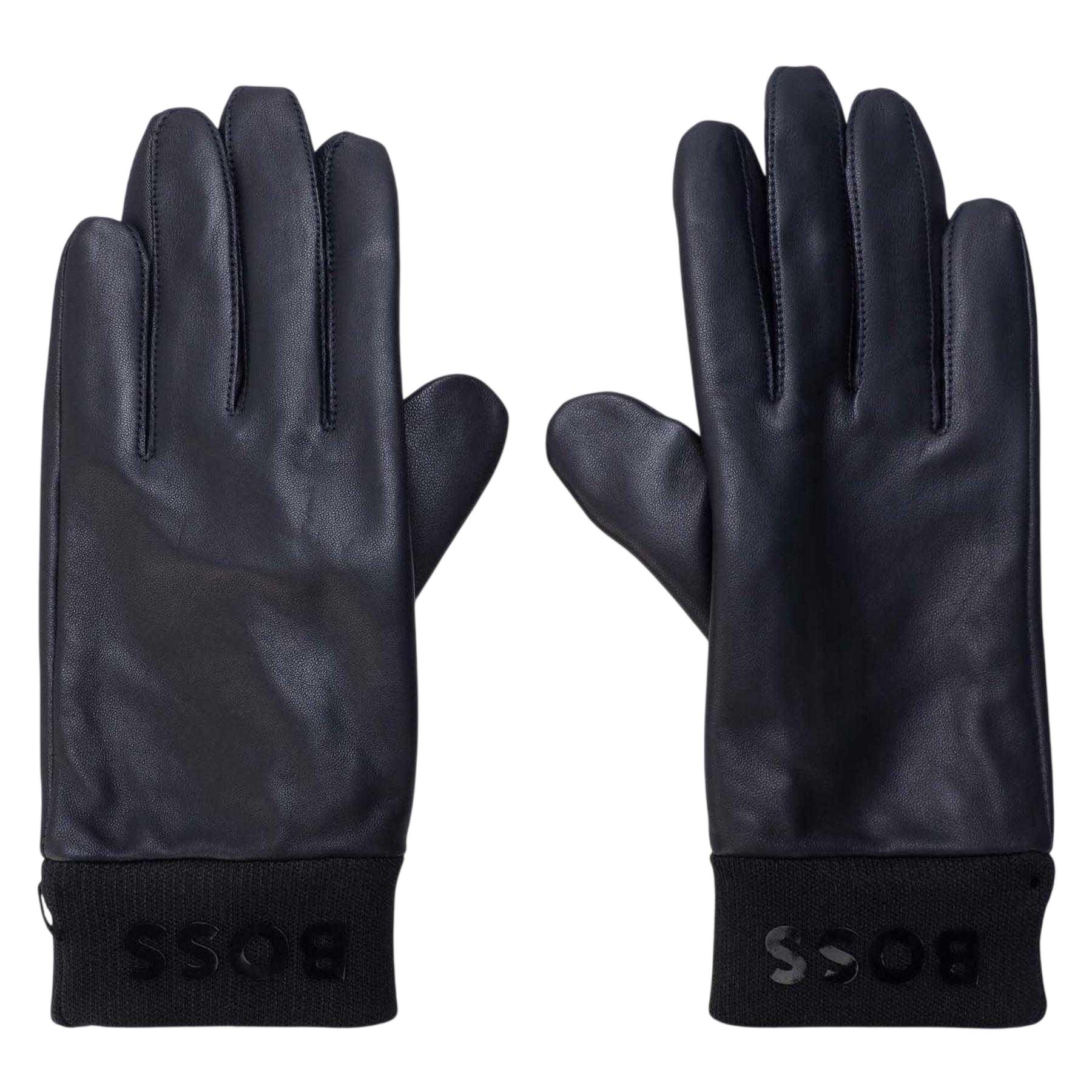 Boss Herenschoenen Leren Handschoenen (Donkerblauw)