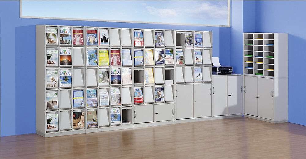 Klappenschrank, mit 12 Klappen und Schiebetürschrank, HxBxT 1864 x 1000 x 420 mm eurokraft pro