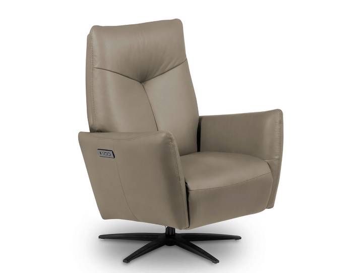 Livetastic Relaxsessel, Taupe, Metall, Echtleder, Rindleder, 76x107x88 cm, Lederauswahl, Relaxfunktion, USB-Anschluss, USB-C-Anschluss, Sitzfläche 360° drehbar, Wohnzimmer, Sessel, Relaxsessel
