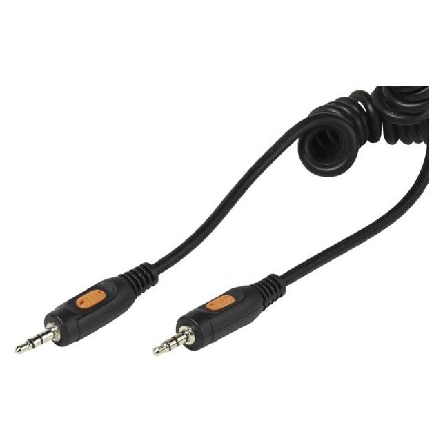 Vivanco Klinkenverbindung Spiralkabel 3,5 mm, 1m (1 m) (VVAJACK90SPIR1K)