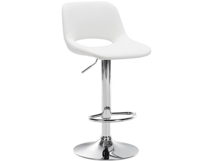 CLP Barhocker Lederlook weiß, Weiß, 42x86x46 cm, Esszimmer, Barmöbel, Barhocker