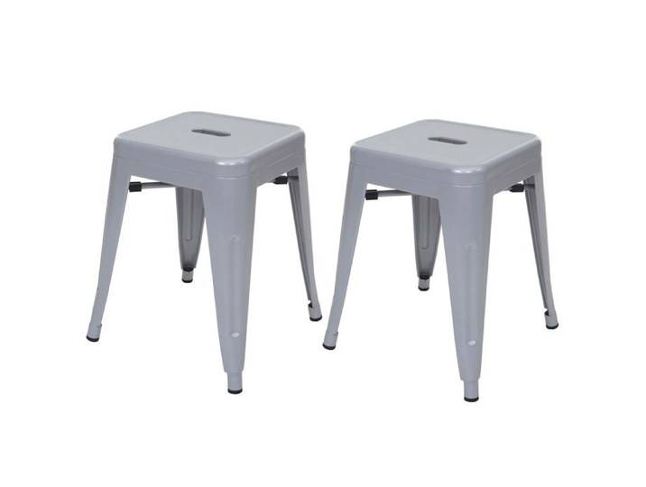 Lot de 2 tabourets bas design industriel en metal empilables en metal gris 04_0000502