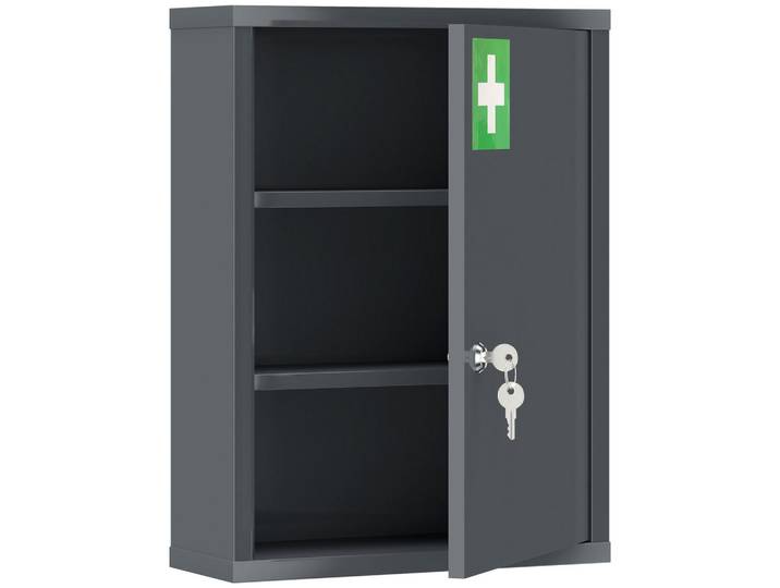 Kleankin Medizinschrank Kaltgewalzter Stahl Kohlegrau, Dunkelgrau, Metall, 15x53.5x40 cm, Badezimmer, Badmöbel, Medizinschränke