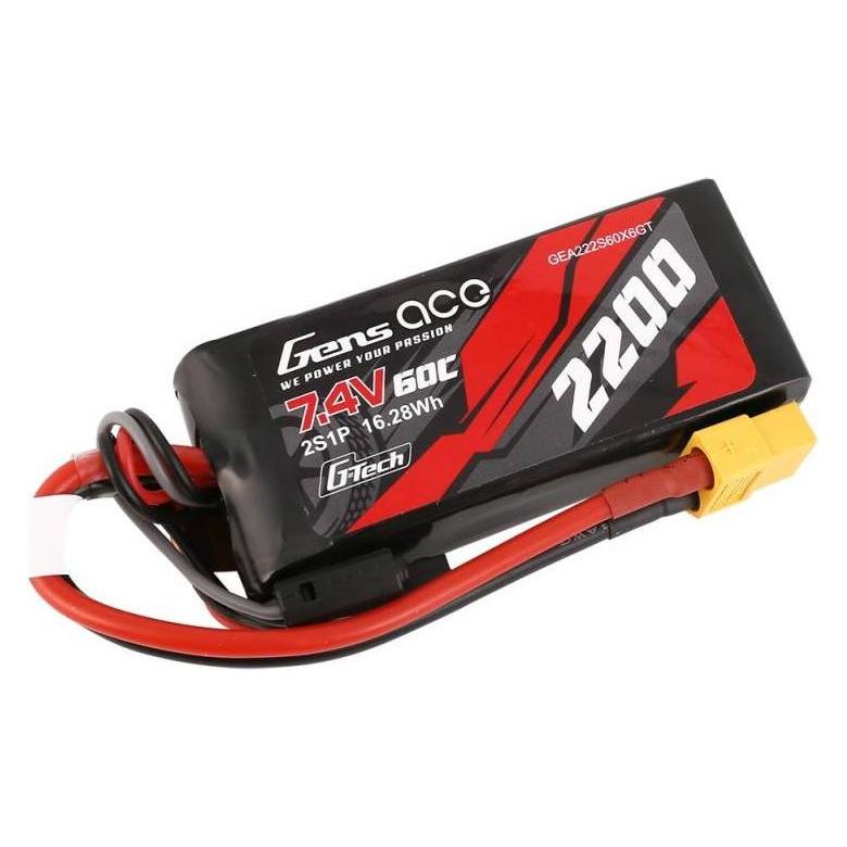 Gens Ace Battery GensAce G-Tech LiPo 2200mAh 7.4V 60C 2S1P XT60 (2200 mAh, 7.40 V) (GEA222S60X6GT)