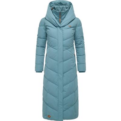 Steppmantel RAGWEAR "Natalka Extralong", Damen, Gr. XS (34), blau (stein), Außenmaterial: 100% Polyester. Innenfutter: 100% Polyester. Wattierung: 100% Polyester, tailliert extralang, Ärmel ohne Ärmelschlitz Strickbündchen, Mäntel Steppmantel,...