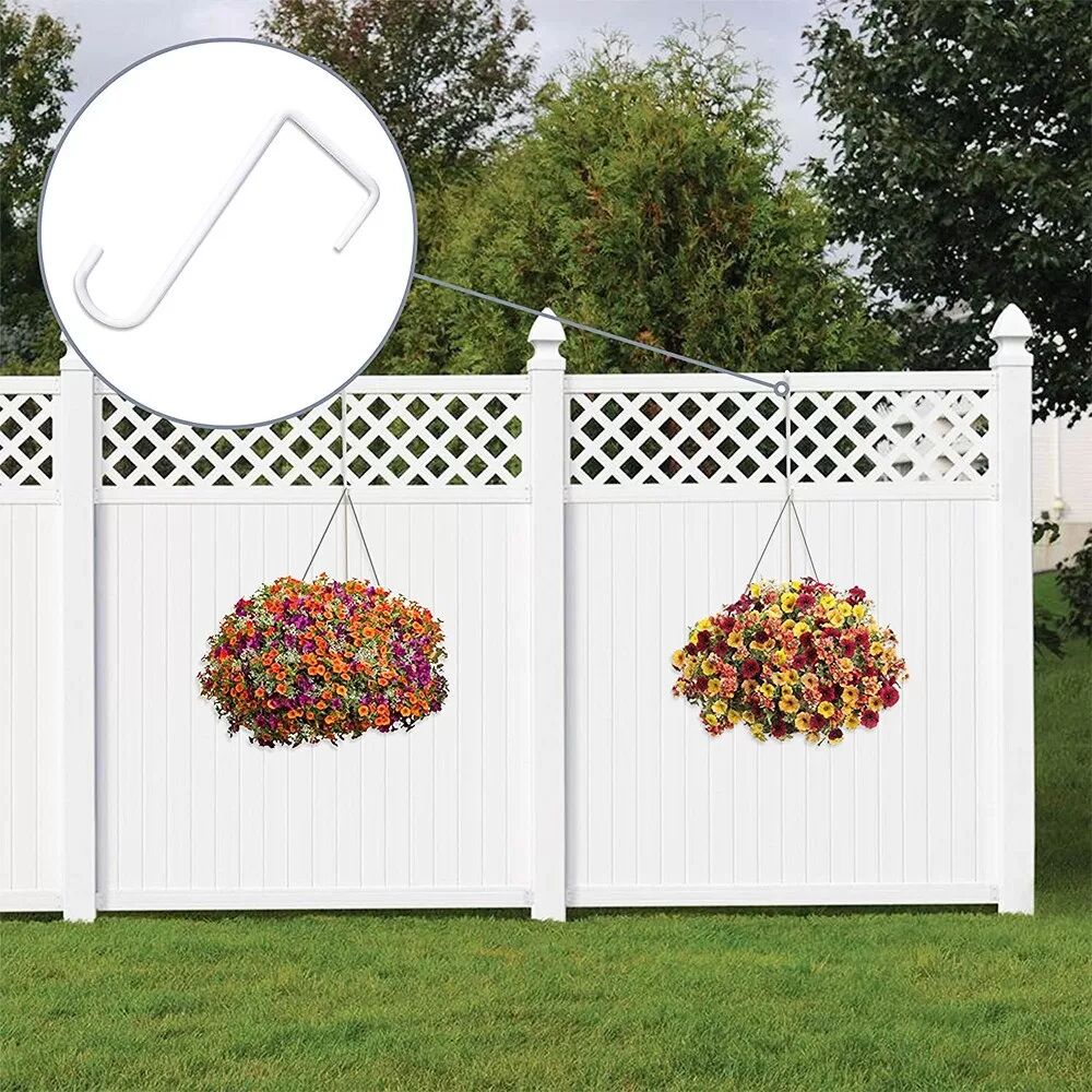 INF Petits crochets de clôture de 15 cm pour pots de fleurs, balustrades et paniers suspendus - Lot de 5 Blanc