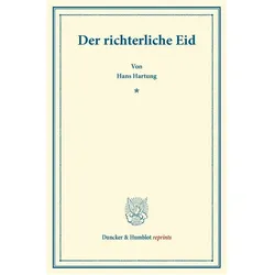 Der richterliche Eid., Fachbücher von Hans Hartung
