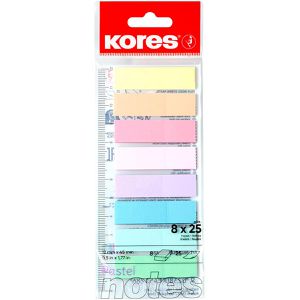 Kores Haftmarker Page Marker, N45128, transparent, Folie, beschriftbar, 8 x 25 Streifen, Pastellfarben