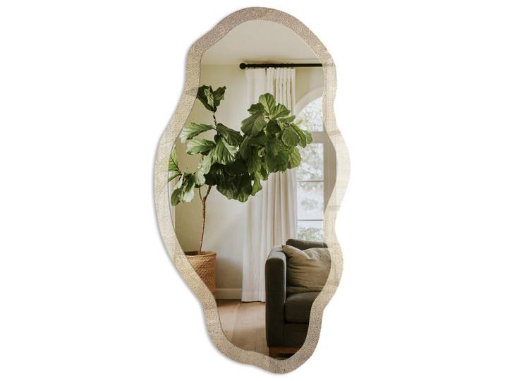 Tulup Spiegel 90x45 cm asymmetrisch mit Druck - Warmer Hintergrund, Transparent, Glas, Organisch, 45x90x0.4 cm, Spiegel, Wandspiegel