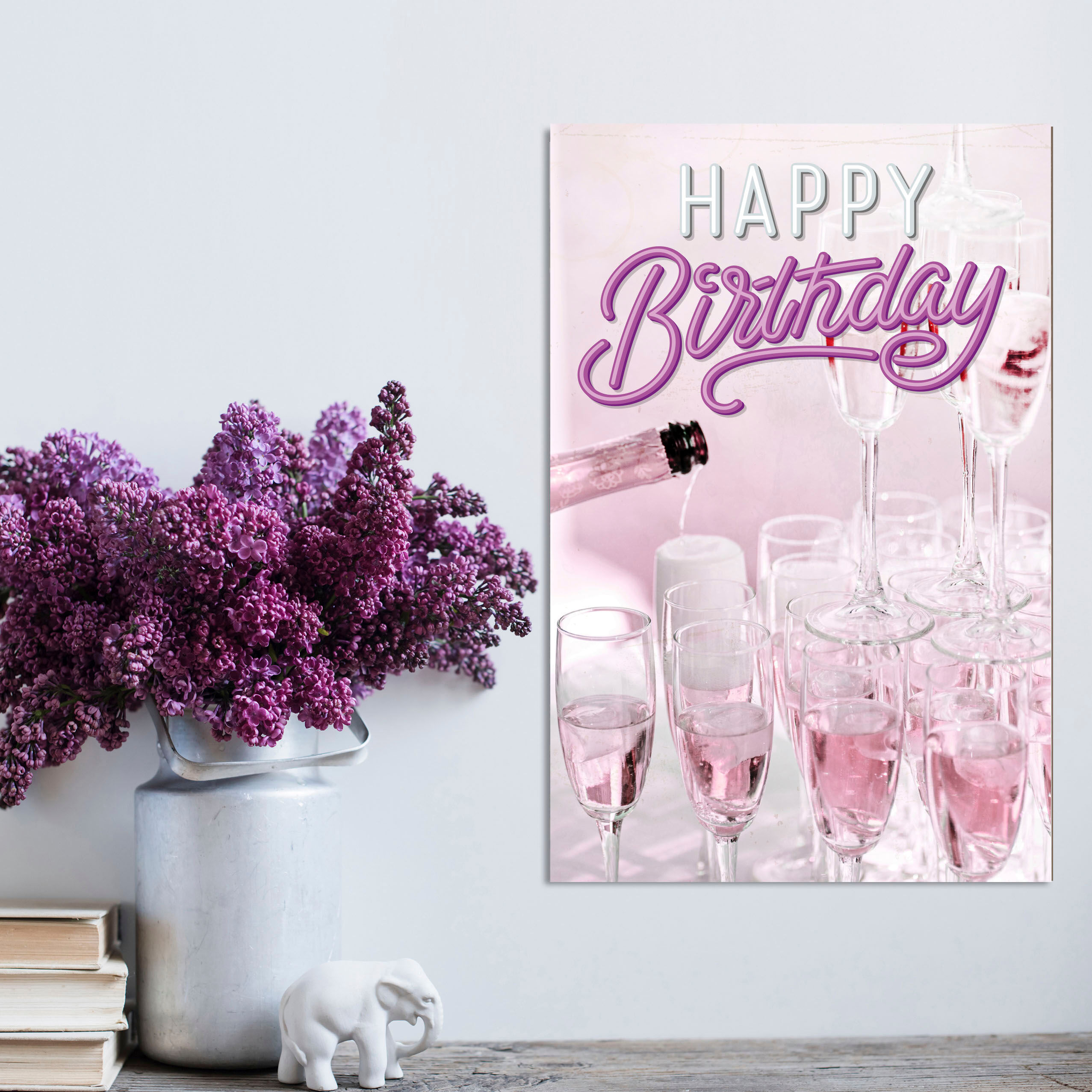 Metallbild QUEENCE "Champagne Birthday", lila (farbe bild(er): lila), B:30cm H:20cm, Metall, Stahl, Bilder, Metallbild, Stahlschild, Blechschild, Sprüche, Texte, Geburtstag farbe bild(er): lila B/H/T: 30cm x 20cm, Metallbild Getränke Schriftzug Sprüche Sp