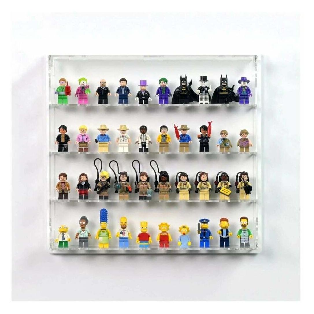 iDisplayit Acryl-Wand-Display für 40 LEGO-Minifiguren (Mit weissem Hintergrund) (120205)