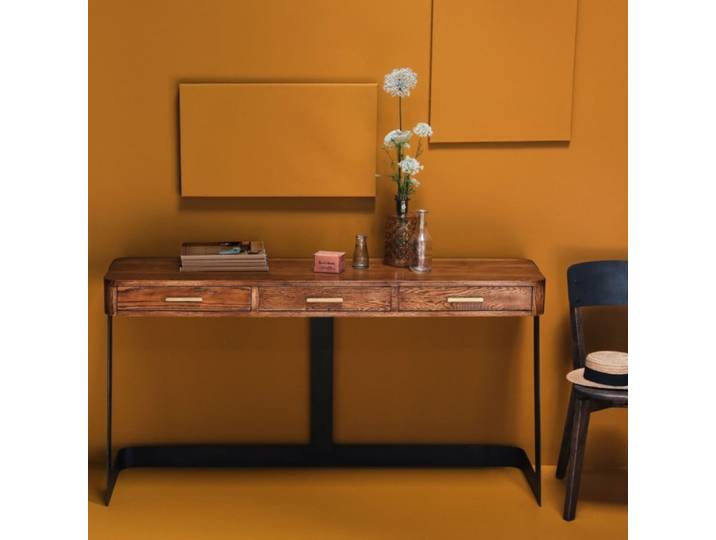 Console en métal et chêne brûlé - l150 cm