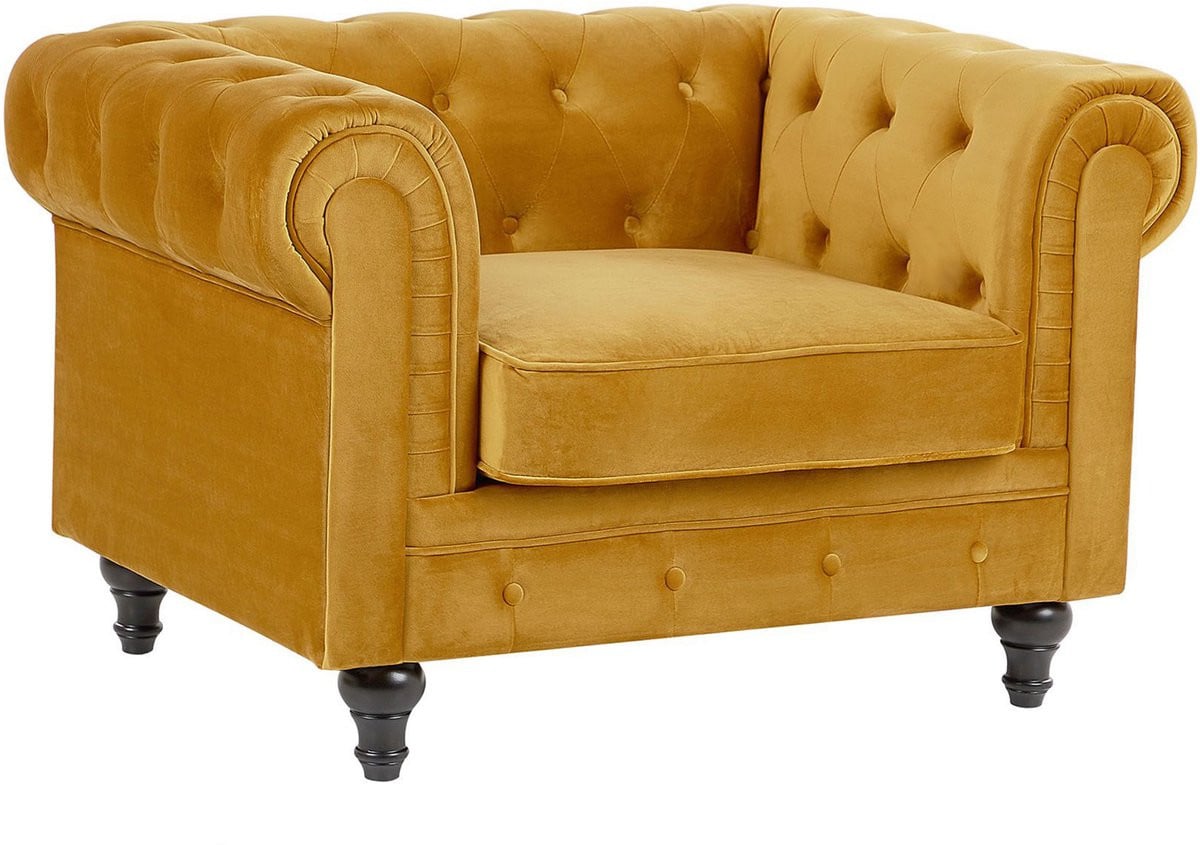 Beliani Chesterfield fauteuil - Goud - Fluweel