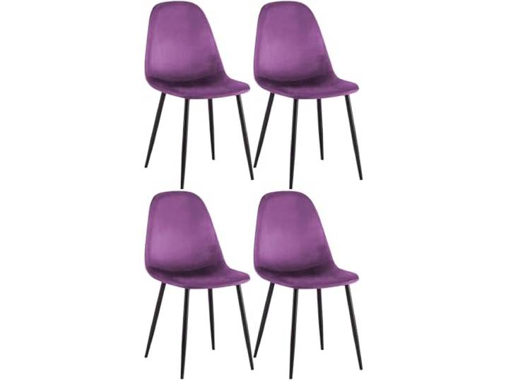 CLP Esszimmerstühle 4er Set Napier, Bequeme Küchenstühle gepolstert, Polsterstühle Esszimmer mit Rückenlehne, bis 150 kg belastbar, Farbe: lila, Material: Samt