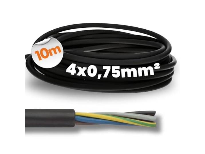 Lapp 10m H05RN-F 4x0,75 mm² Rubberen Kabel - Flexibele Stroomkabel Zwart
