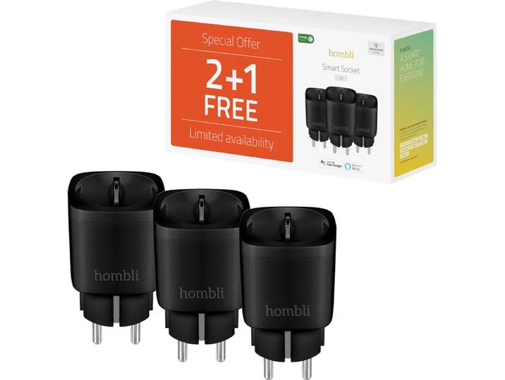 Hombli Slimme Stekker Zwart 3-Pack