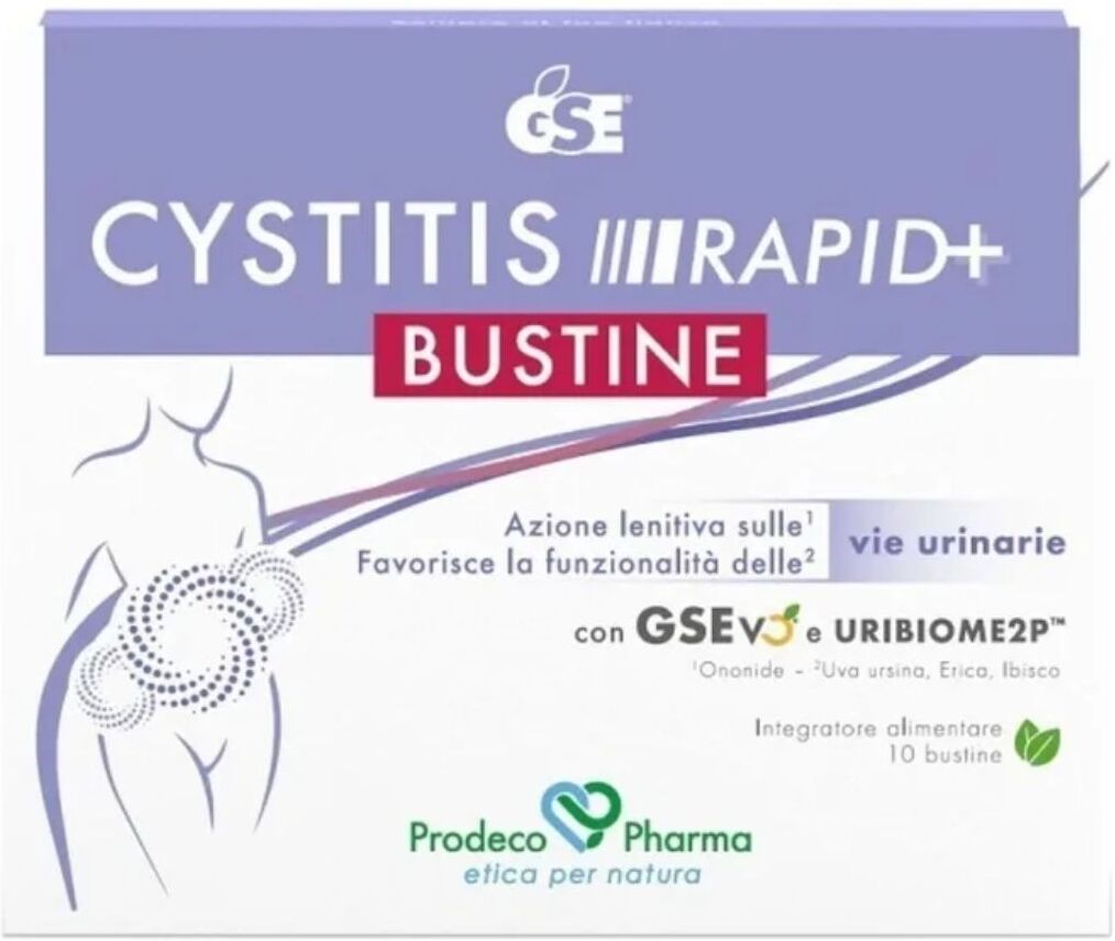 PRODECO PHARMA Srl Prodeco Pharma Gse Cystitis Rapid+, 10 Bustine, Supporto Vie Urinarie, GSEvo, Uva Ursina, Drenaggio Liquidi