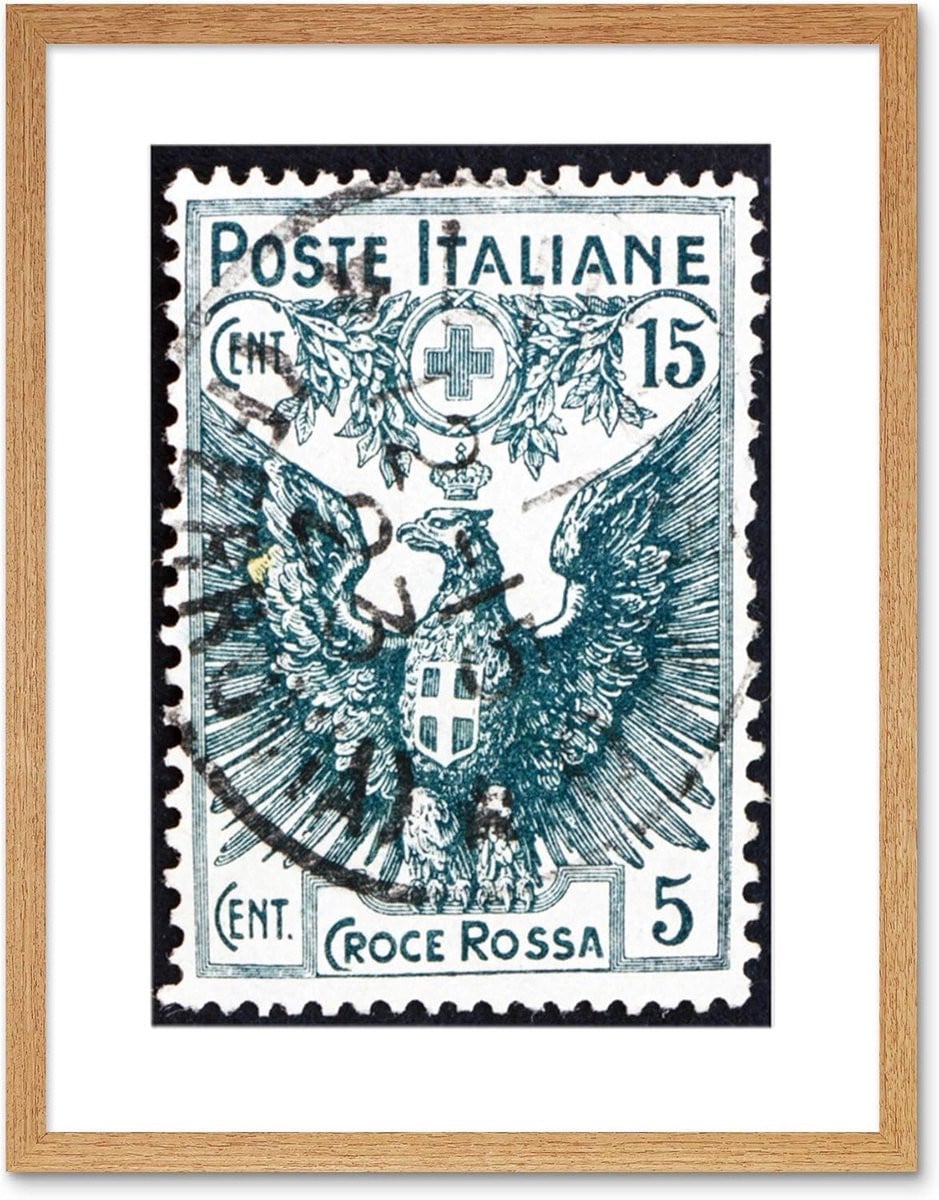 Vintage Postzegel Italië Illustratie Ingelijste Wanddecoratie Kunstprint
