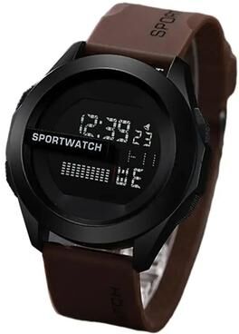 Inspire Curations Men Waterproof LED Digital Sports Watch With Alarm & Fitness Functions brown