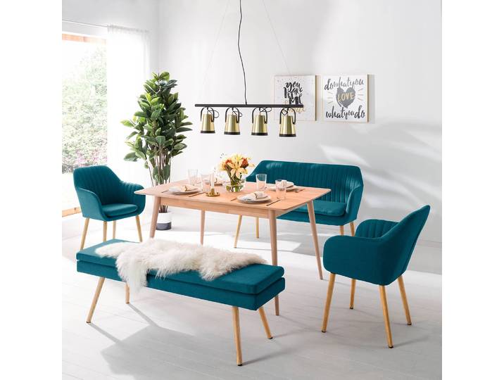 Küchensofa 130 x 85 x 62cm Blau/Petrol Webstoff Cors: Petrol