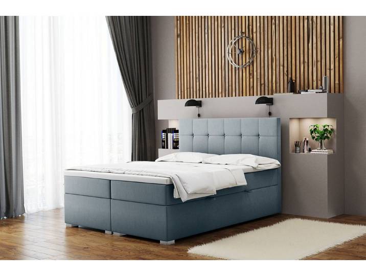 Fun Möbel Boxbett Schlafzimmerbett ABELT in Stoff inkl. Bettkästen (Kaltschaumtopper), Strass-Steine im Kopfteil