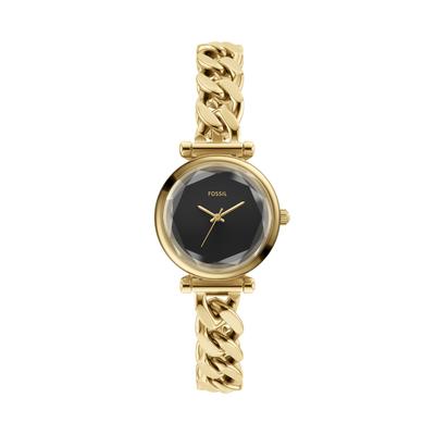 Quarzuhr FOSSIL "Carlie", gold (gelbgoldfarben, schwarz), Armbanduhren, Damen, Quarzuhr, Armbanduhr, Damenuhr, Edelstahlarmband, analog