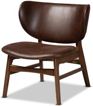 Baxton Studio Marcos Mid-Century Modern Faux Leather Living Room Accent Wood Chair