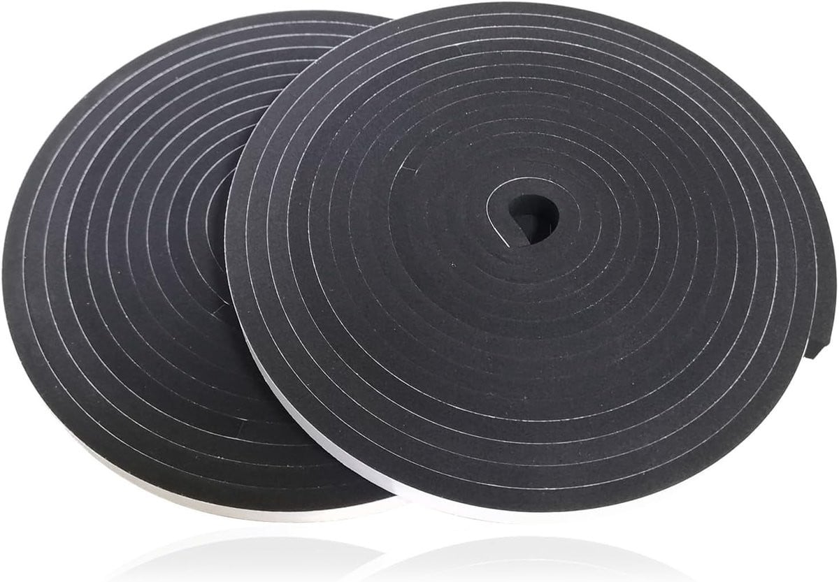 Zelfklevende Sealing Tape, 2 Rollen, 12 mm x 6 mm x 5 m, Bescherming tegen Tocht, Geluid en Stof voor Deuren en Ramen, Waterdicht en Duurzaam