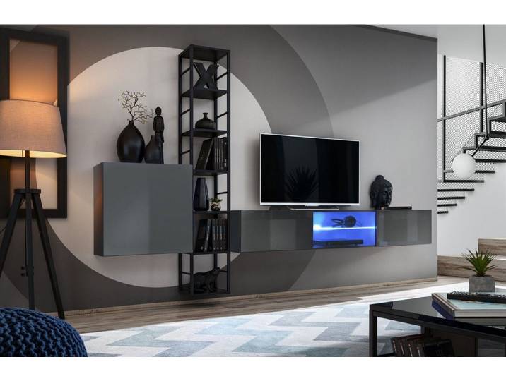 Xlmoebel Wohnwand Elegantes Wohnregal aus Holz mit TV-Halterung in zeitlosem Design, (3-St., TV Ständer + Wandschrank + Wandregal), Hergestellt in Europa