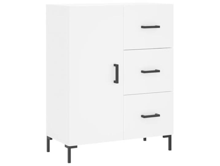 KKgypkn Sideboard Weiß 69,5x34x90 cm Holzwerkstoff 3 Schubladen, 2 Fächer hinter Tür, Metallfüße, Stabile Oberplatte für Dekoration