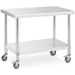 Royal Catering Edelstahltisch mit Rollen - PREMIUM - 60 x 100 cm - 155 kg -