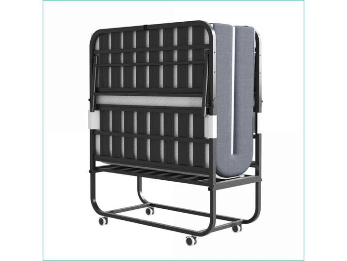 Cadre de lit - Lit gigogne Twin 190x96 cm matelas Memory Foam - Lit d'invité portable - Noir
