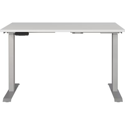 Schreibtisch GERMANIA "Agenda, elektrisch höhenverstellbar", silber (lichtgrau, silber, silber, lichtgrau), B:120cm H:120cm T:80cm, Tische, Schreibtisch, Höhe 72-120cm, elektrisch höhenverstellbar, Memory-Funktion, USB-Port