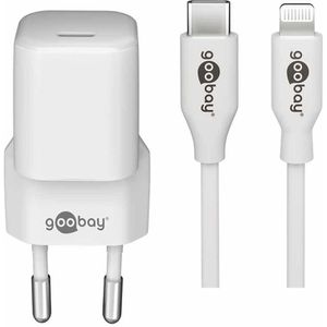 Goobay USB-Ladegerät 61084, 20 Watt, USB-C, 1 Port, Schnellladegerät mit USB-C auf Lightning Kabel