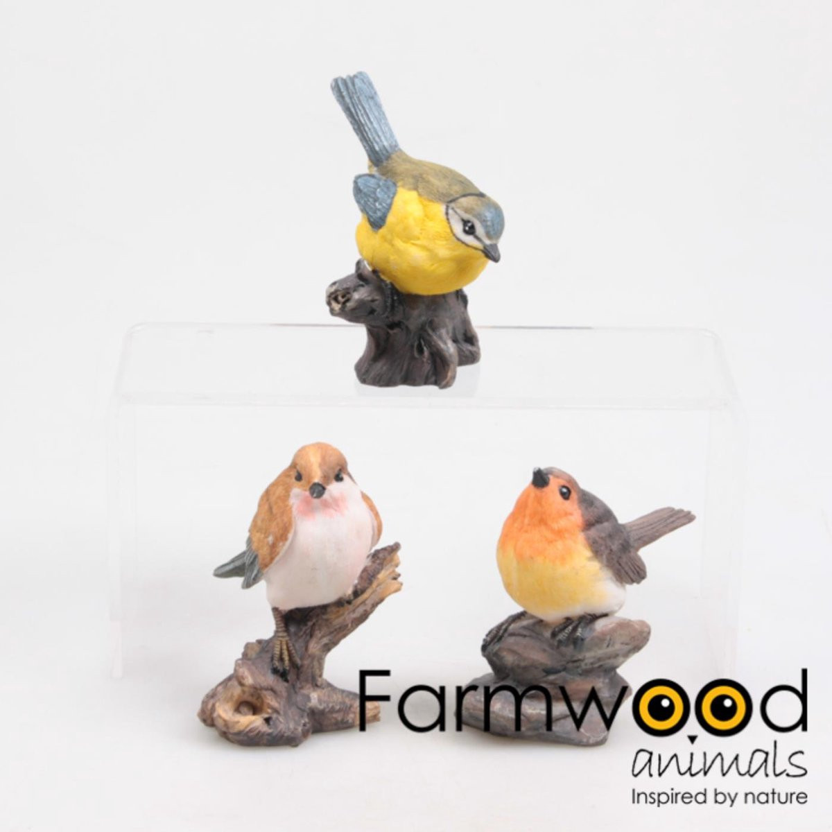 Farmwood Vogel op steen of stronk B/D/H: 6 x 3,5 x 7 cm