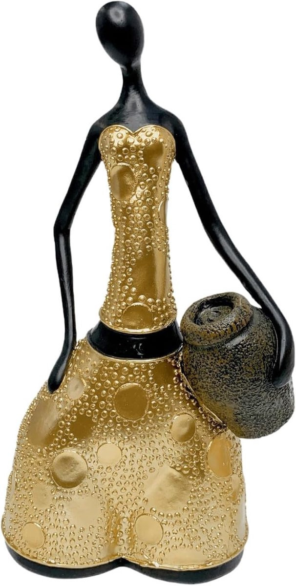 Abstracte sculptuur vrouwenlichaam decoratie zwart, Hoogte: 25 cm