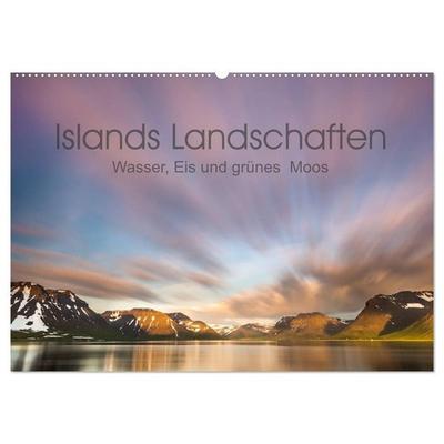 Islands Landschaften - Wasser, Eis und grünes Moos (Wandkalender 2027 DIN A2 quer), CALVENDO Monatskalender