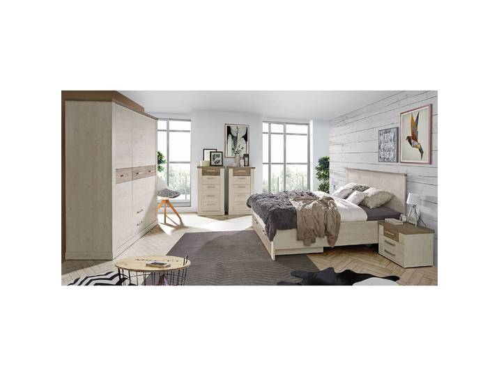 Drehtürenschrank Ludwig 171cm Weiß/Beige