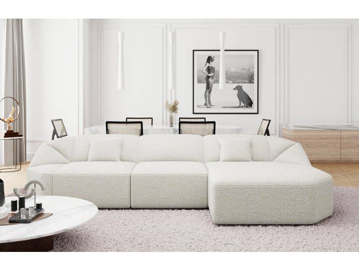 Sofa Dreams Ecksofa Luxus Polster Boucle Stoff Sofa Cabrera L Form kurz Stoffsofa, Loungesofa