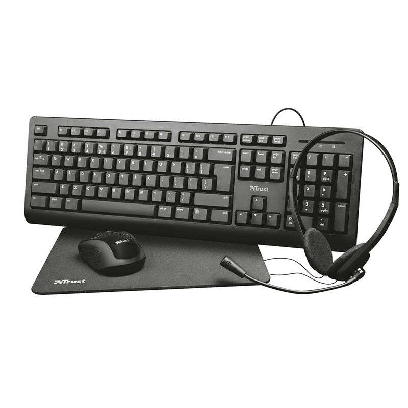 Trust Primo Combinatie Keyboard en Muis Set, USB, QWERTY, Zwart
