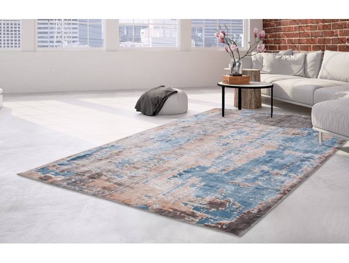 Teppich ARTE ESPINA Ocean 300 , bunt (multi, blau), B:170cm H:23mm L:240cm, Viskose, Teppiche, Teppich, Angenehm flauschige Haptik, handgefertigte Unikate, pflegeleicht