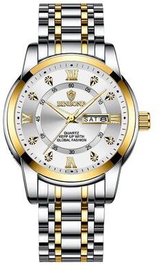 Youfap Market Men Waterproof Luxury Diver Watch, Quartz Wristwatch, Sport Date Clock Top Brand Fashion Watch gold White