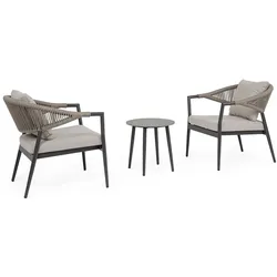 2er Garten-Set Millor - Aluminium & Polyester-Stoff, Anthrazit, inkl. Couchtisch