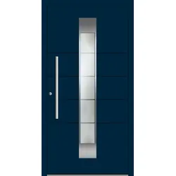 Aluminium Haustür "TINA" SCHÜCO ADS 75.SI RC2 Stahlblau RAL 5011 innen öffnend DIN links