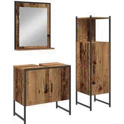 vidaXL Badezimmermöbel Set mit Speicher 3 pcs Braun 33 x 33 x 102,5 cm