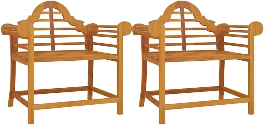 2 Teakholz-Gartenstühle, 91x62x94 cm, aus Massivholz mit Arm- und Rückenlehnen für den Außenbereich, klassisches Design, bis zu 110 kg pro Sitzplatz