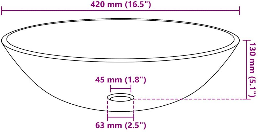 vidaXL Lavabo Verre trempé 42 cm Noir
